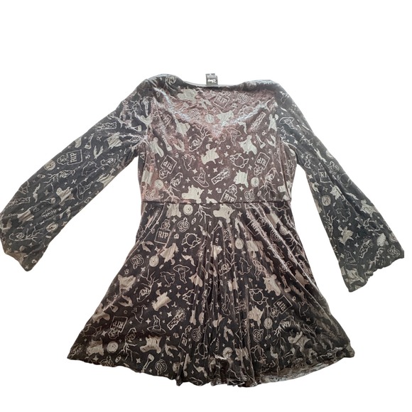 Disney Her Universe Hocus Pocus Burnout Velvet Lace Up Bell Sleeve Dress 3X - Picture 2 of 11